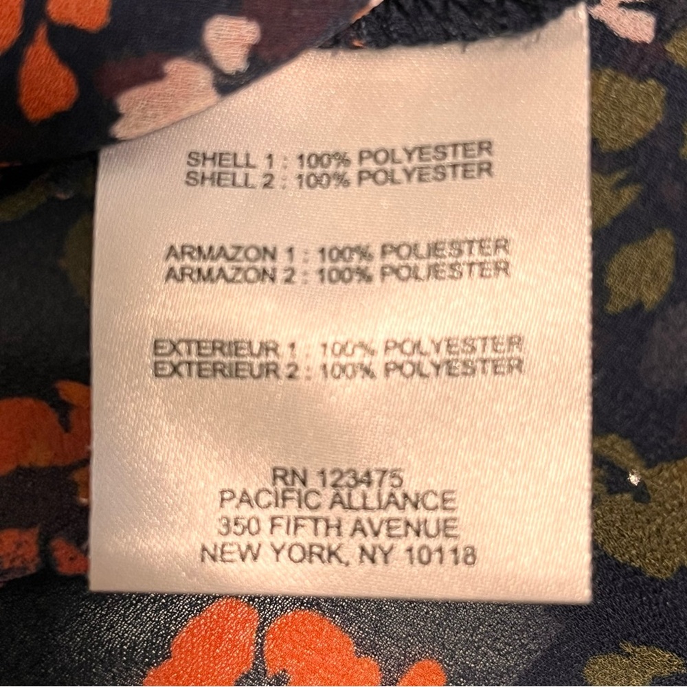 Ellen Tracy Chic Sheer Long Sleeve Blouse, Sz M, Brown With Fall Colored Flowers - Picture 6 of 6